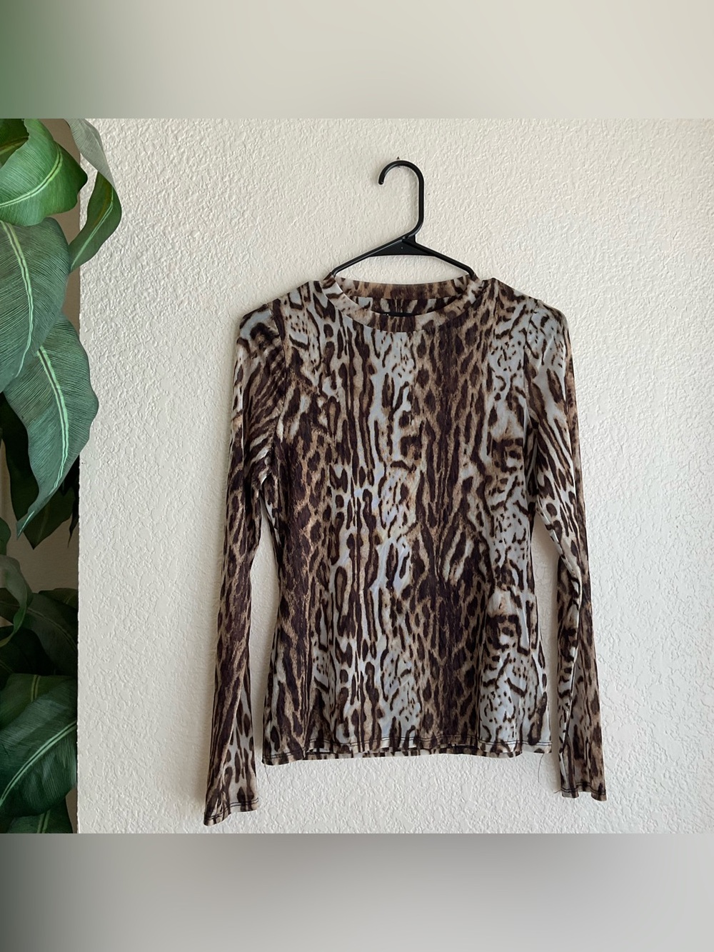 INC International Concepts leopard print long sleeve top Size S